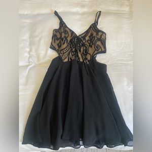 Black lace up mini dress with cutouts - size S